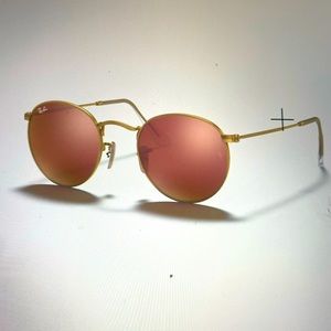 Ray bans round sunglasses, pink with gold tint